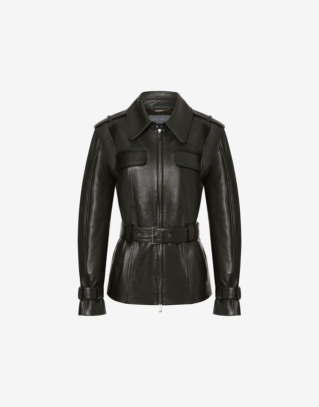 Glossy nappa leather biker jacket Product Image