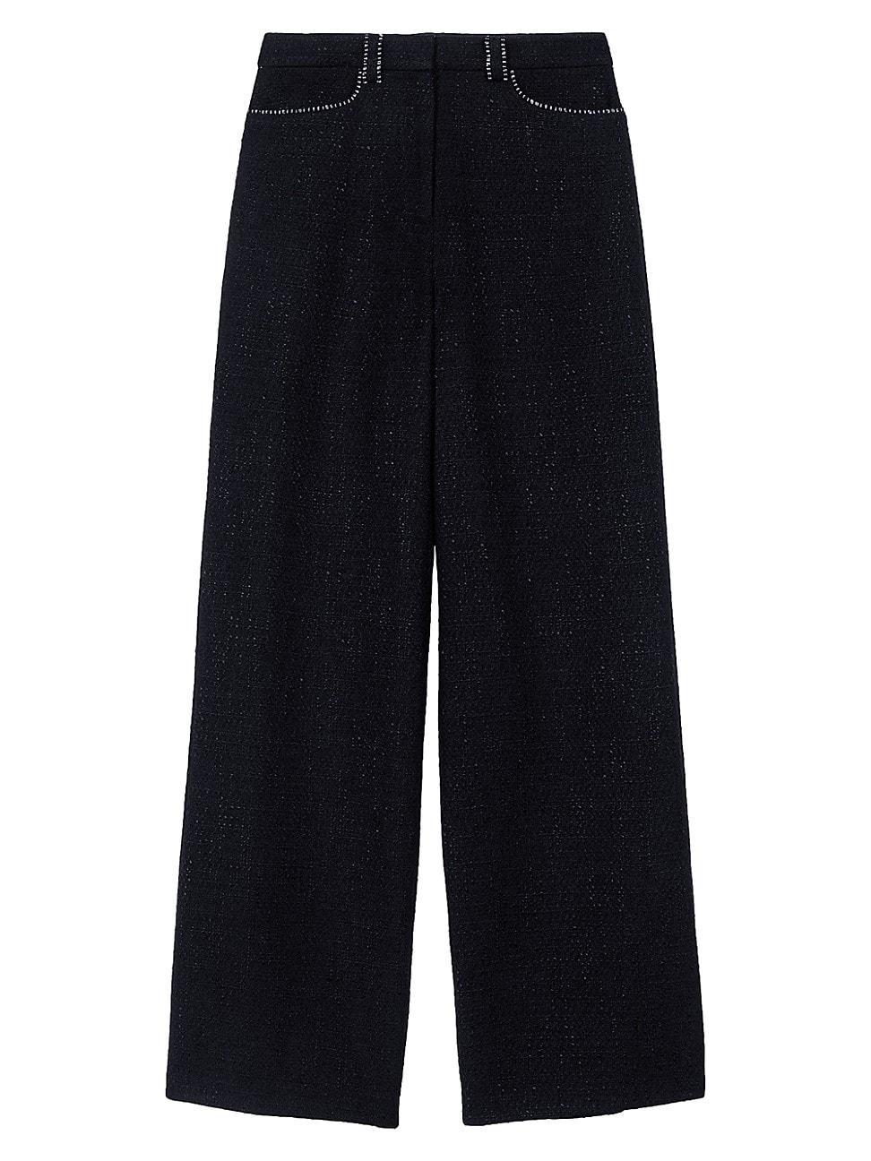 Womens Wide-Leg Tweed Trousers product image