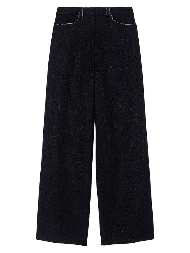 Womens Wide-Leg Tweed Trousers Product Image