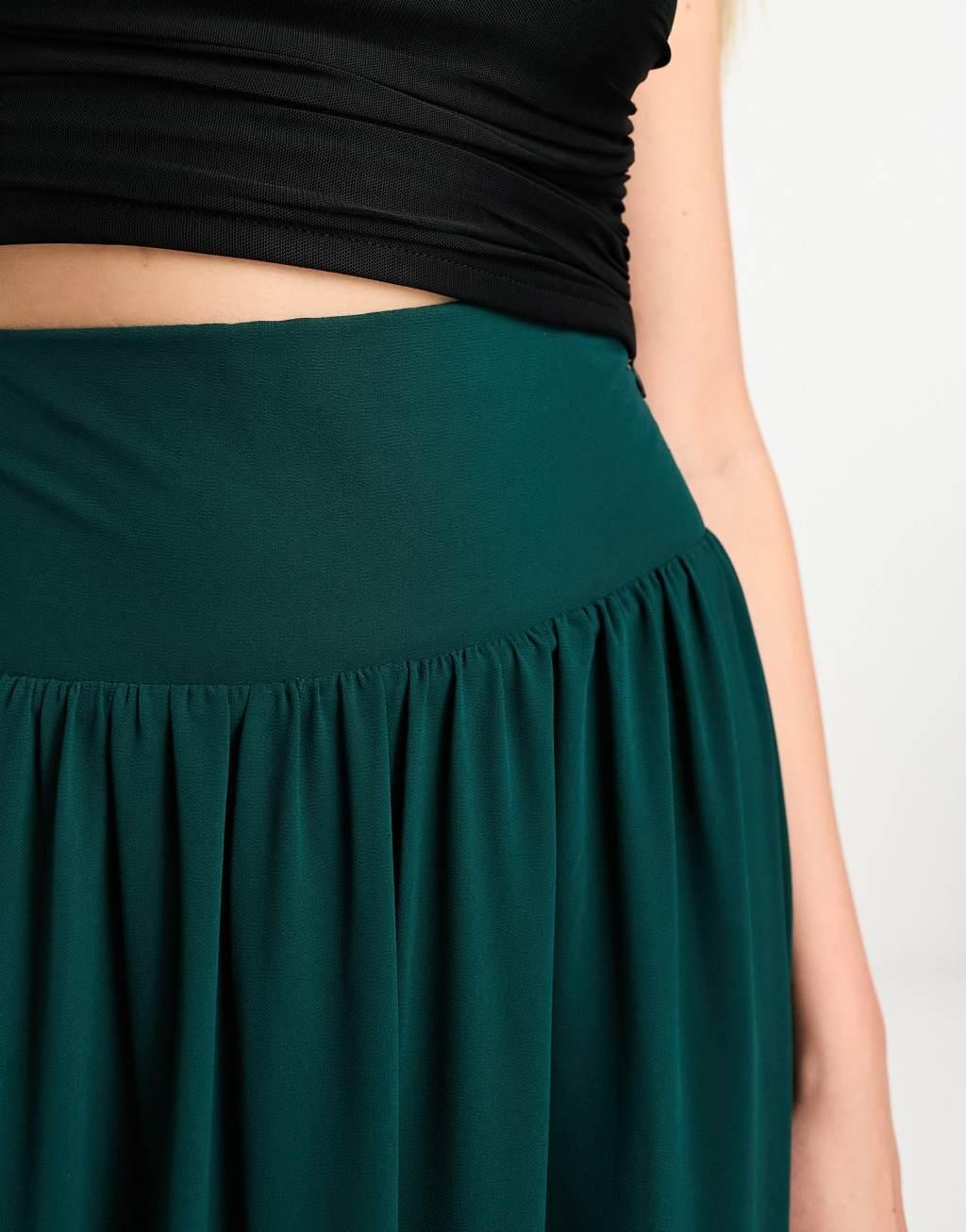 TFNC pleated maxi skirt in forest green Product Image