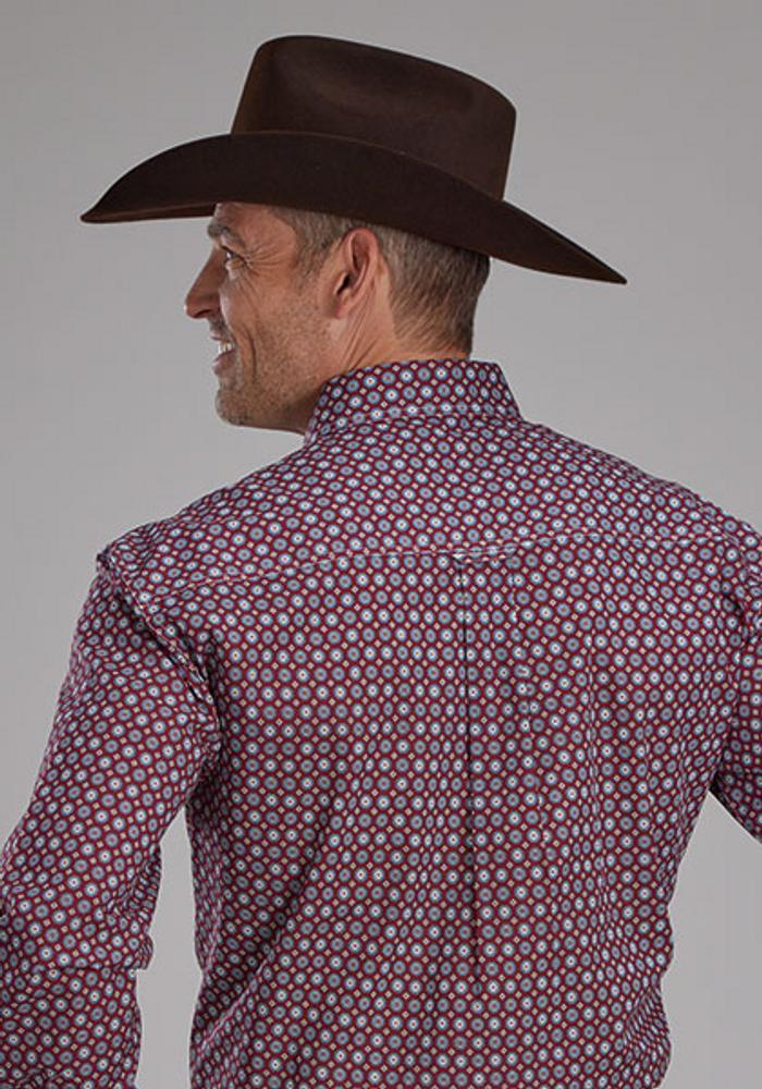 Roper® Men's L/S Red/Grey Print Button Shirt Product Image