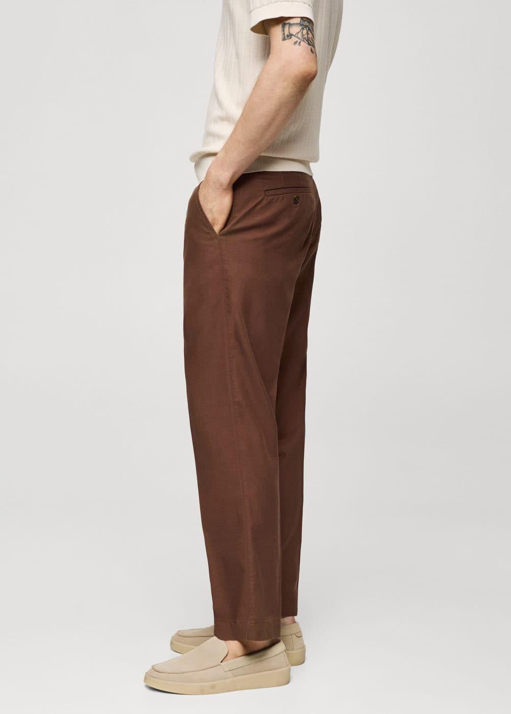 MANGO MAN - Cotton lyocell pleated pants wineMen Product Image