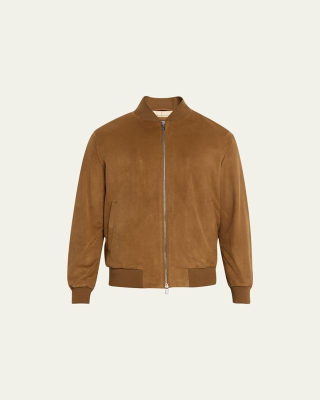 Mens Suede Bomber Jacket Product Image