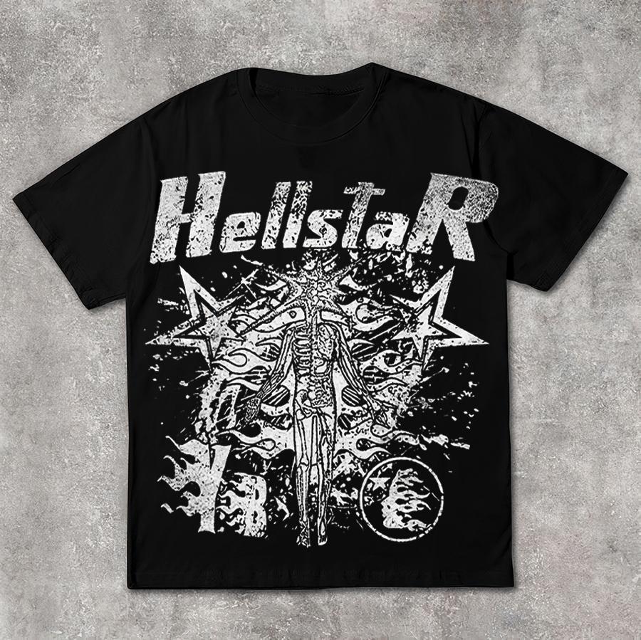 Hellstar Flame Abstract Human Graphics Short Sleeve Cotton Tee Product Image