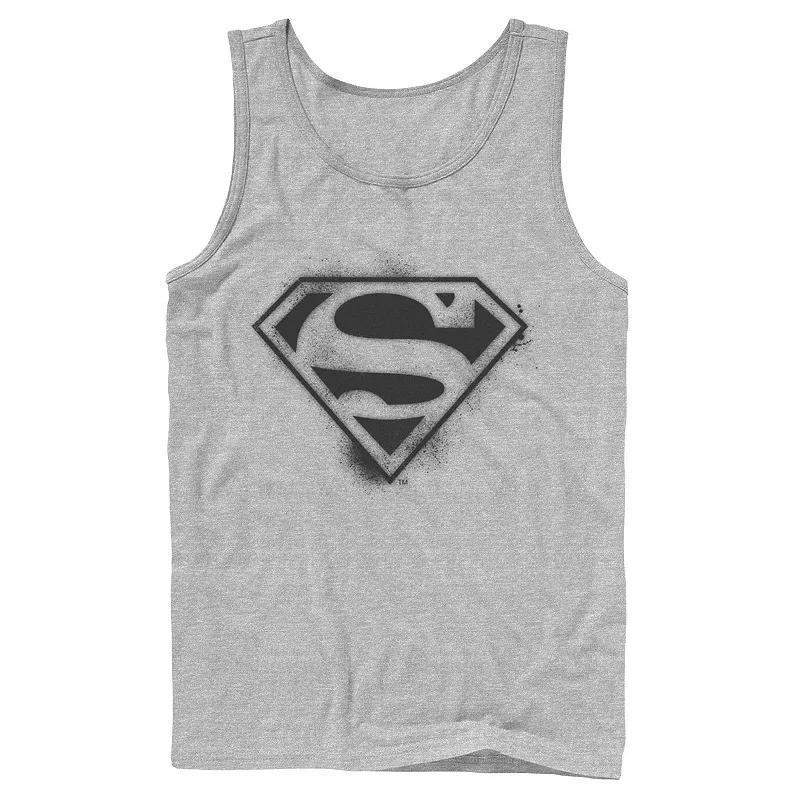 Mens DC Comics Superman Spray Paint Stencil Logo Tank Top Athletic Grey Product Image