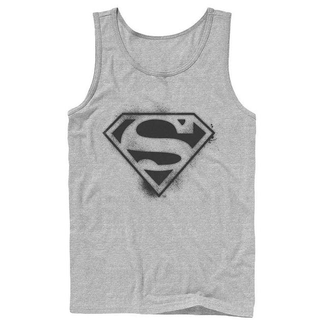 Mens DC Comics Superman Spray Paint Stencil Logo Tank Top Athletic Grey Product Image