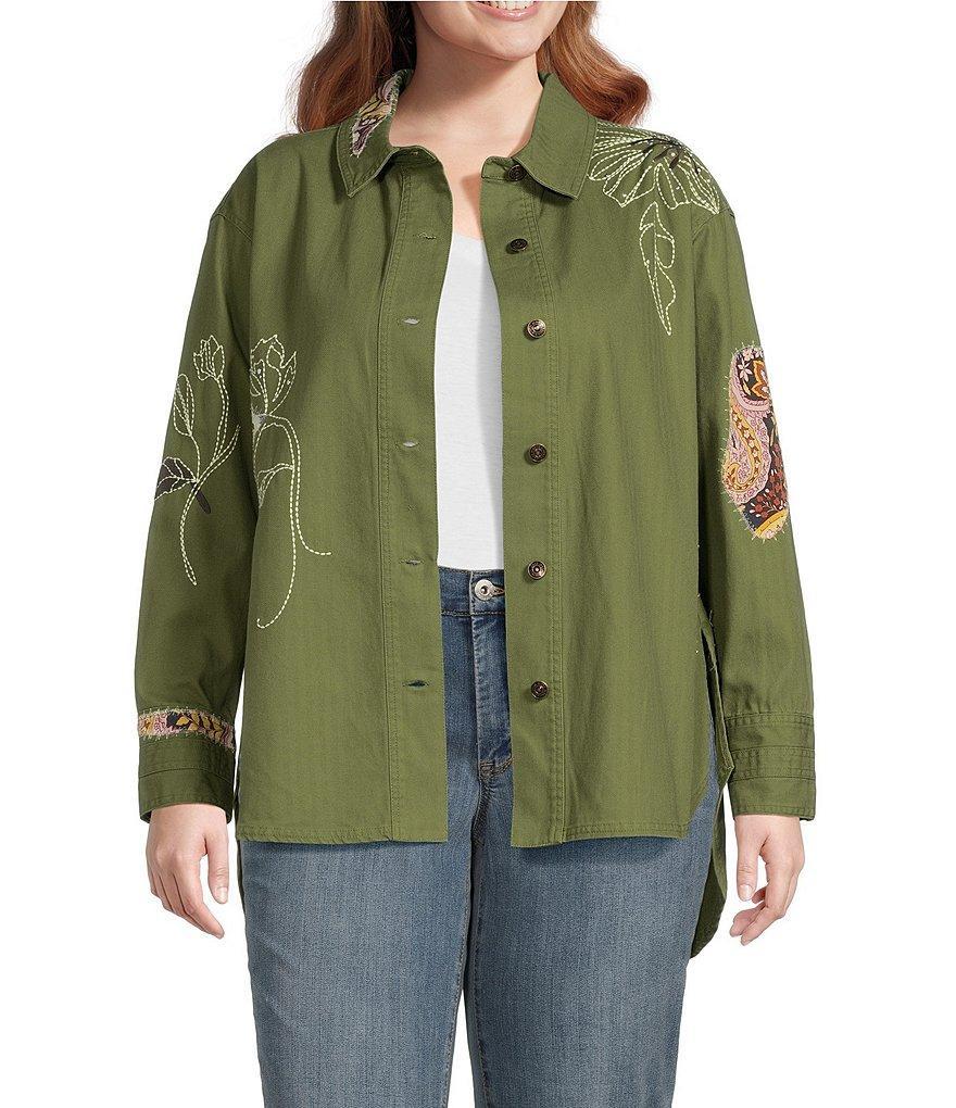 Jessica Simpson Plus Size Long Sleeve Floral Shacket Product Image