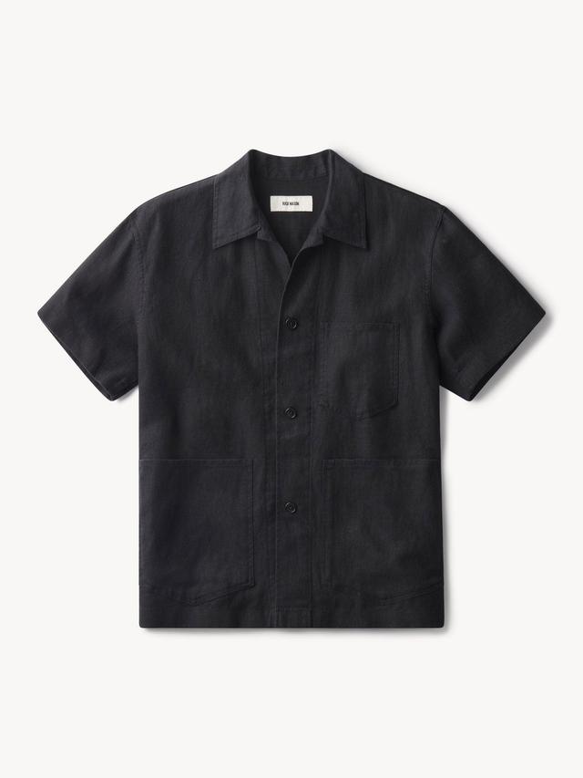 Black Loomed Linen S/S Surplus Shirt Product Image