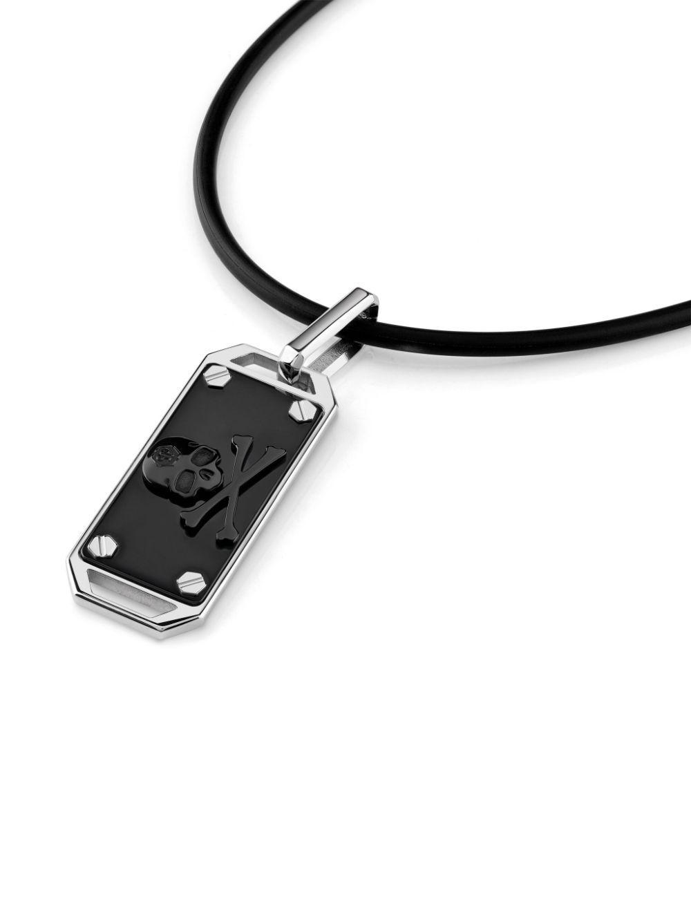 PHILIPP PLEIN $kull Bones Silicone Necklace In Silver Product Image