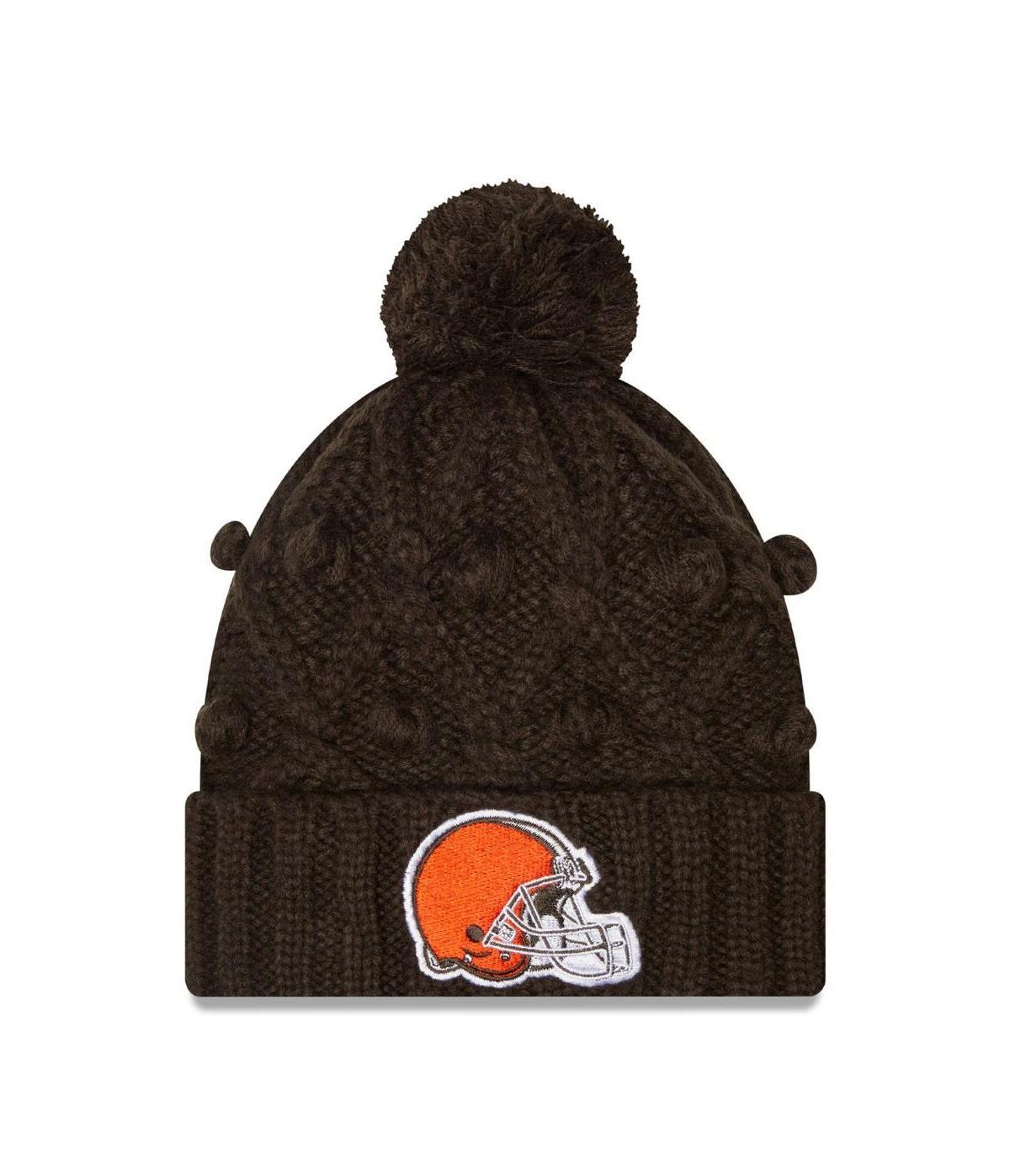 Womens New Era Brown Cleveland Browns Toasty Cuffed Knit Hat with Pom Product Image