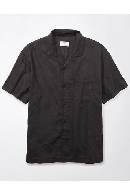 AE Linen-Blend Button-Up Poolside Shirt Mens Product Image