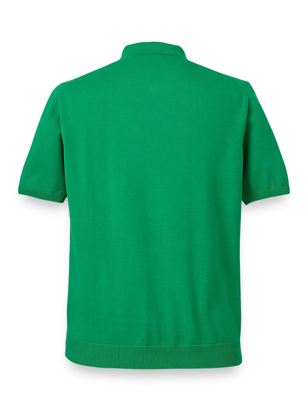 Cotton Full Zip Polo - Green Product Image