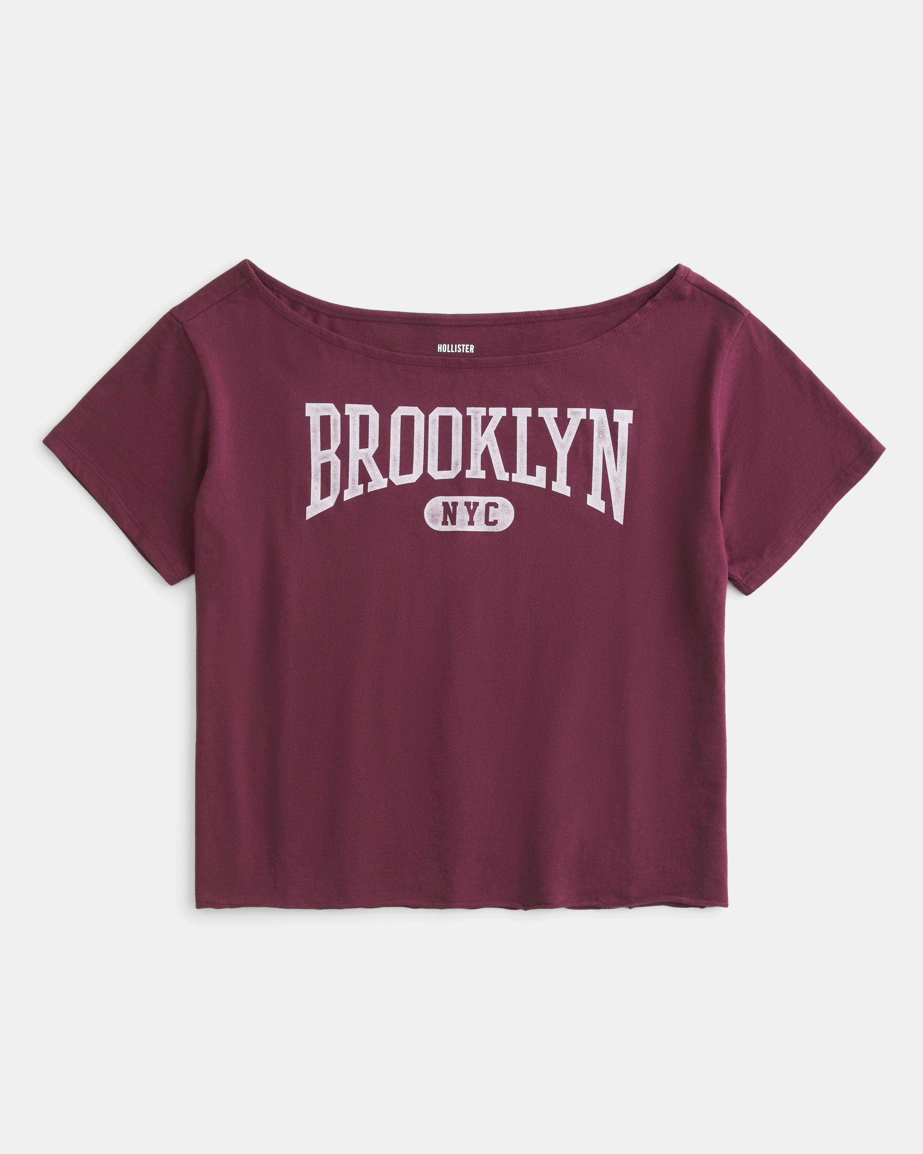 Easy Off-the-Shoulder Brooklyn Graphic Tee Product Image