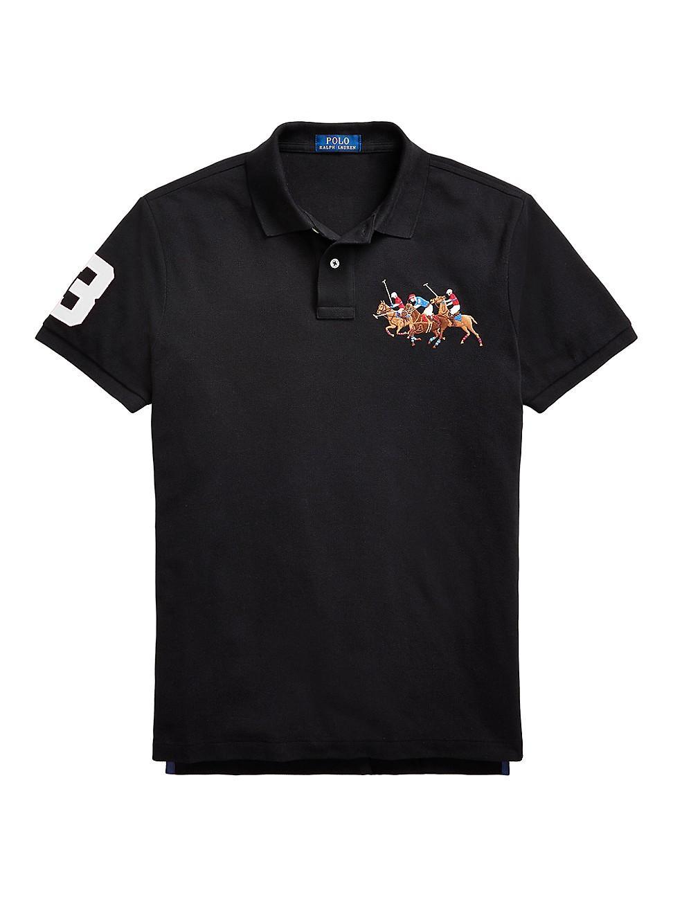 Mens Embroidered Basic Mesh Polo Shirt Product Image