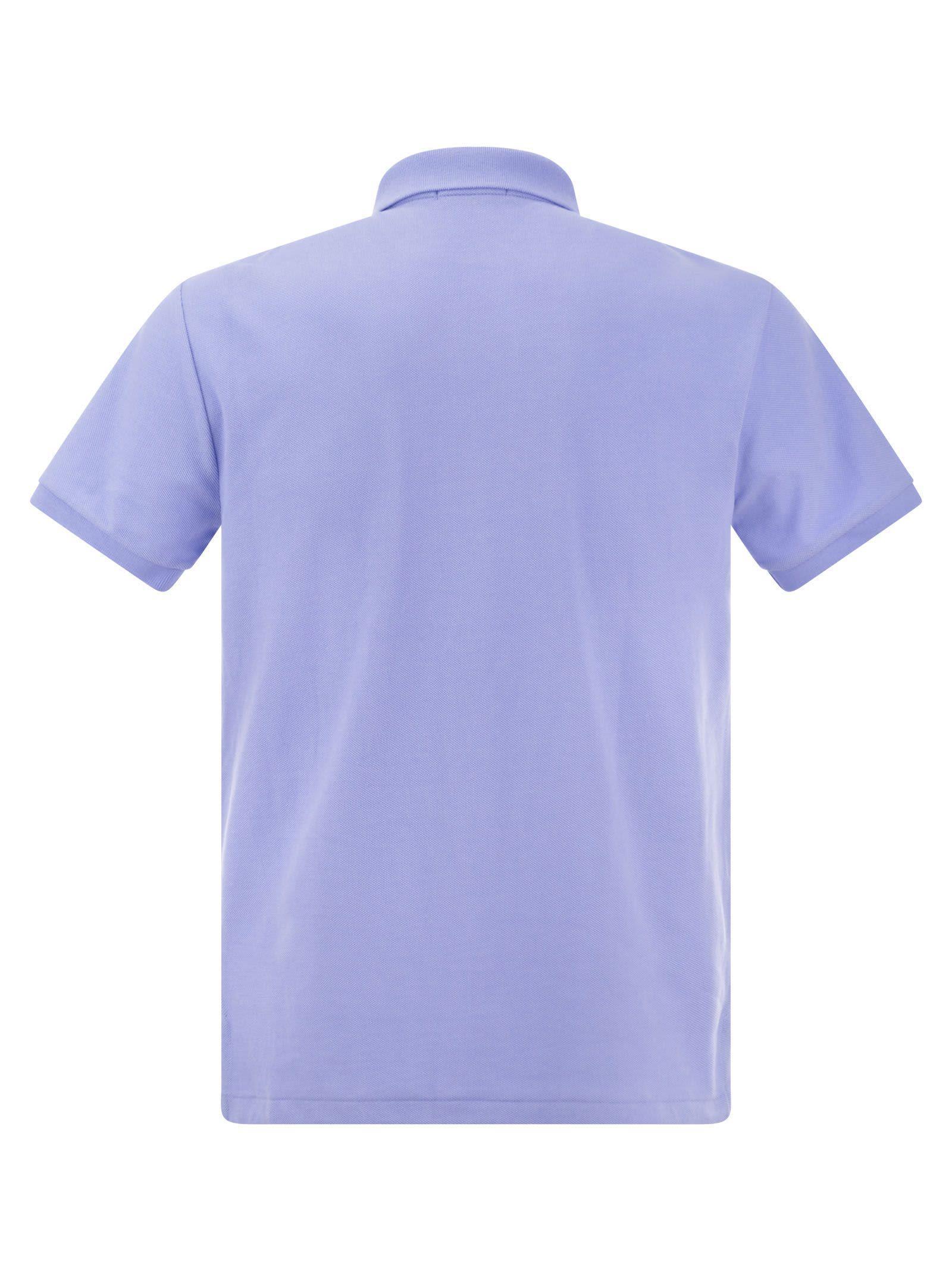 Custom Slim Fit Mesh Polo Shirt In Blue Product Image