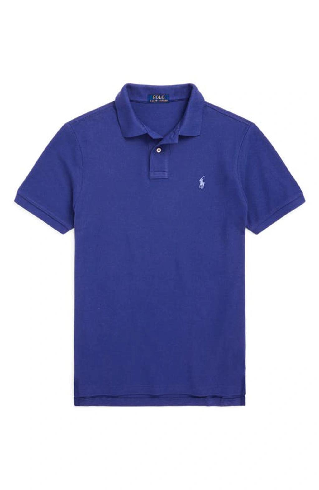 Cotton Mesh Custom Slim Fit Polo Shirt In Beach Royal Product Image