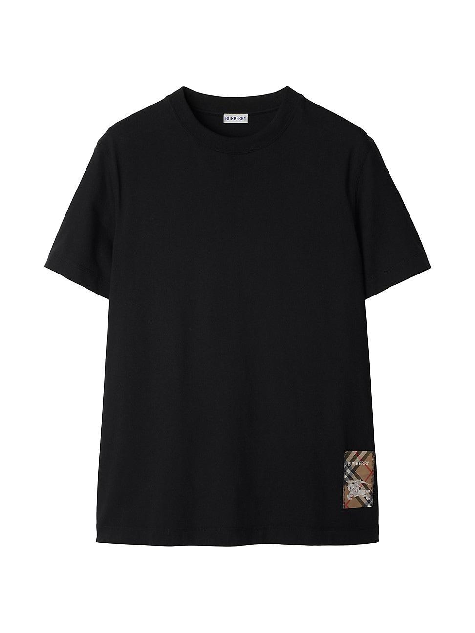 Mens Check Label Cotton Crewneck T-Shirt Product Image