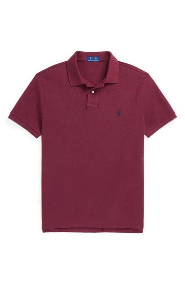 Men's Cotton Custom Slim Fit Mesh Polo Shirt In Red Product Image