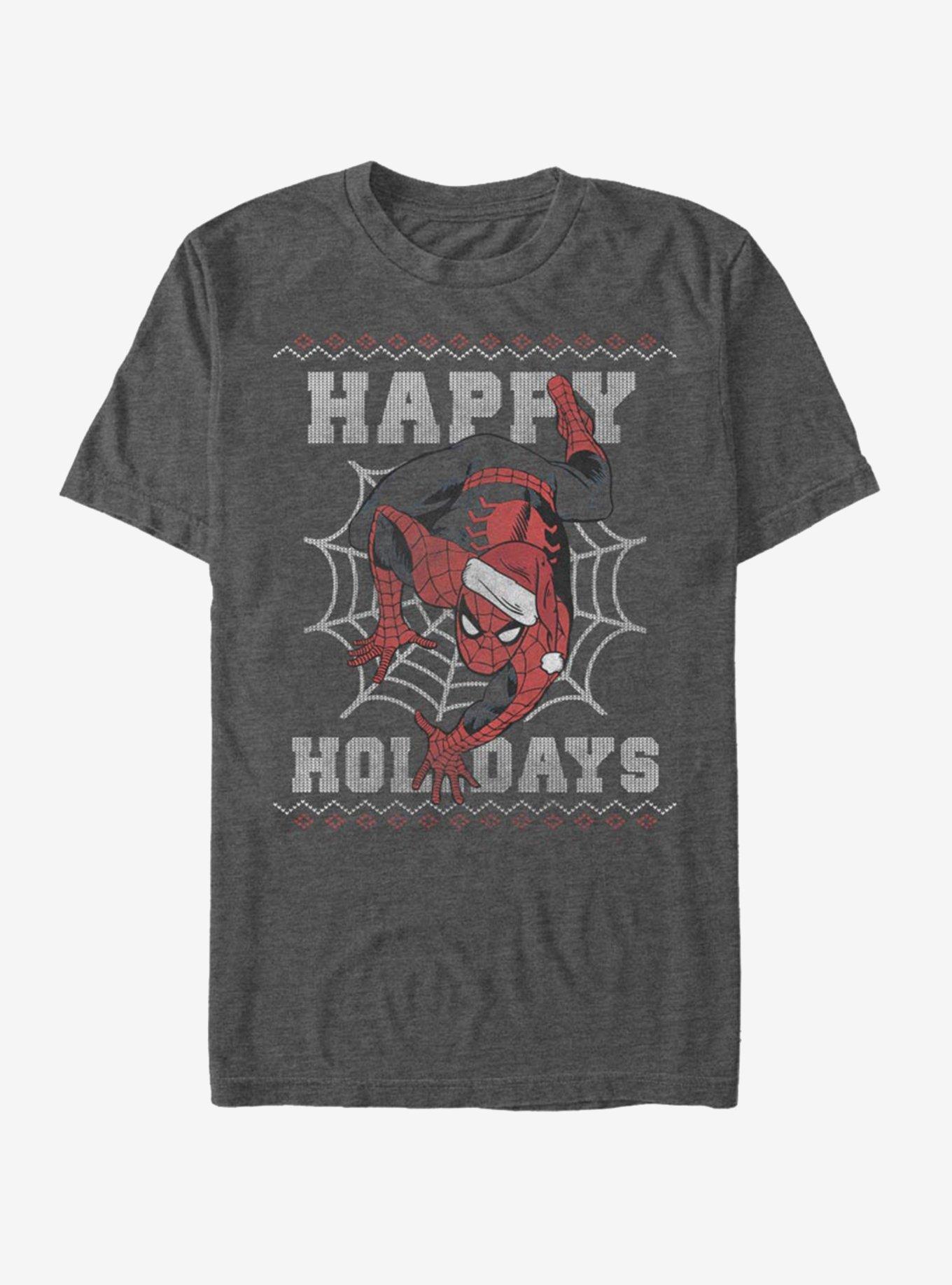 Marvel Spider-Man Happy Holidays Santa Hat T-Shirt Product Image