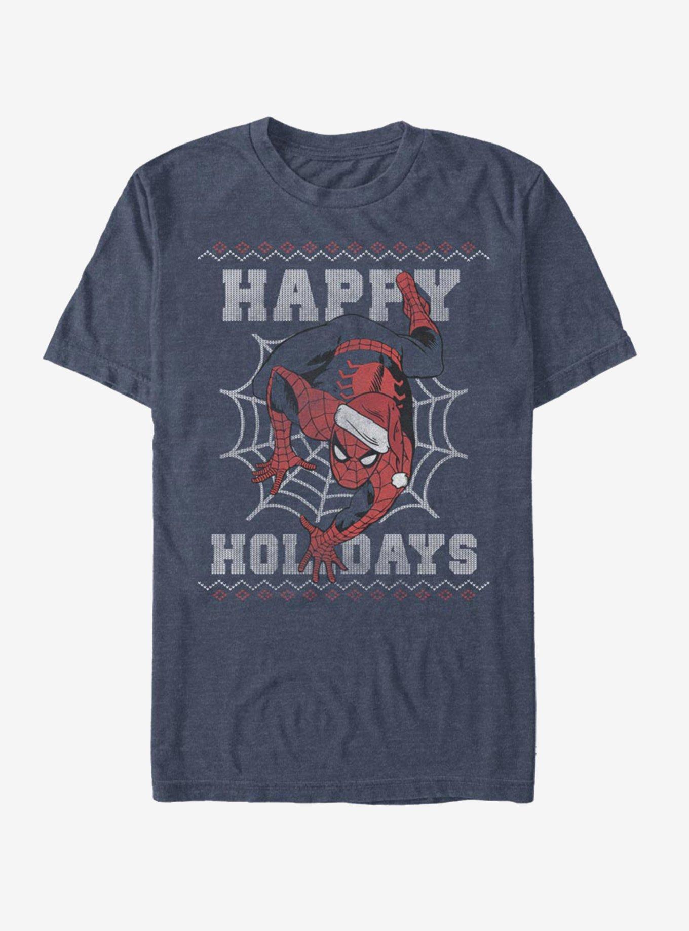 Marvel Spider-Man Happy Holidays Santa Hat T-Shirt Product Image