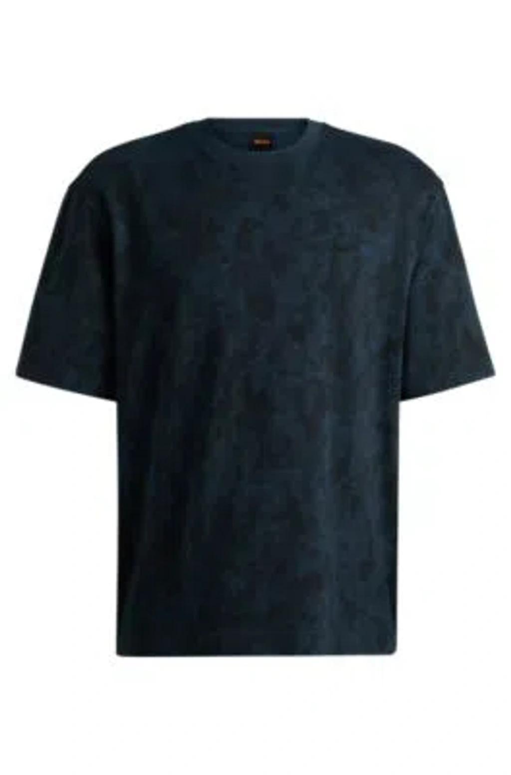 Cotton-jersey T-shirt With All-over Seasonal Print In Light Blue Product Image