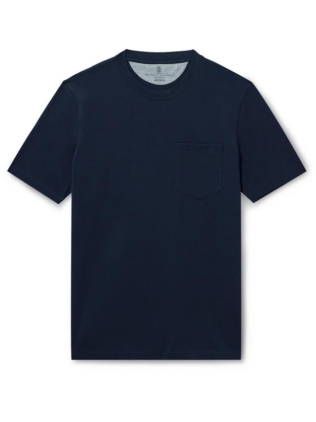 BRUNELLO CUCINELLI Cotton-jersey T-shirt In Blue Product Image