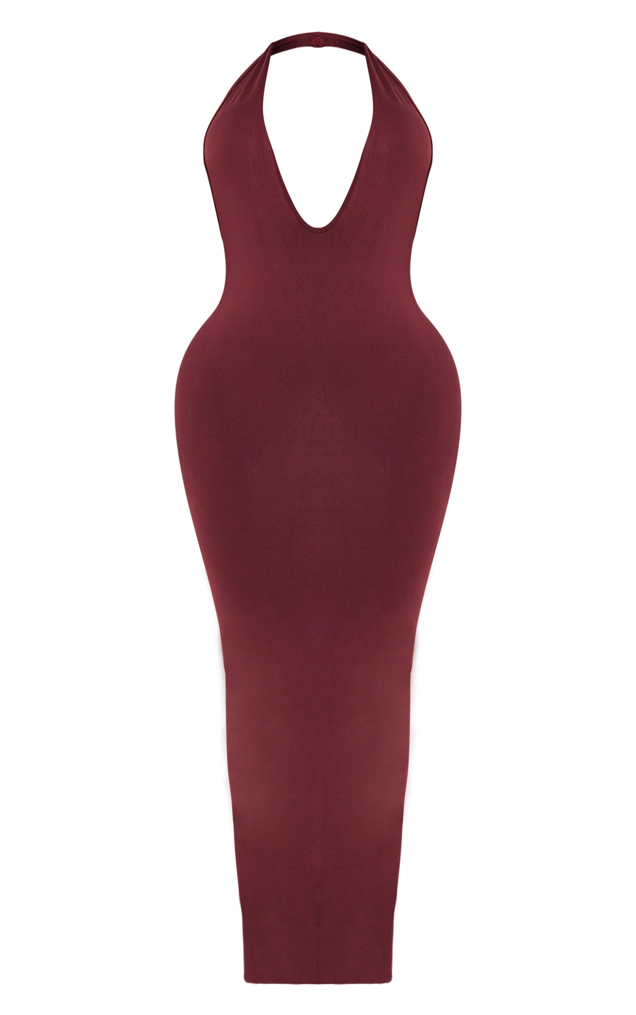 Shape Burgundy Halter Neck Dress Product Image