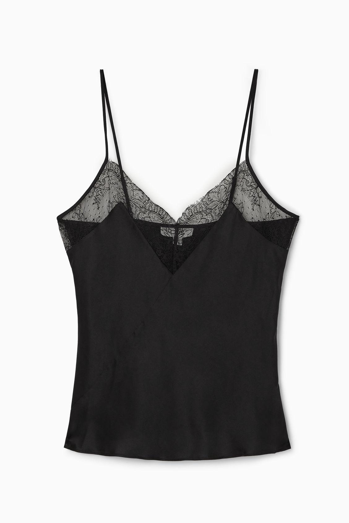 LACE-TRIMMED SILK-BLEND CAMI TOP product image