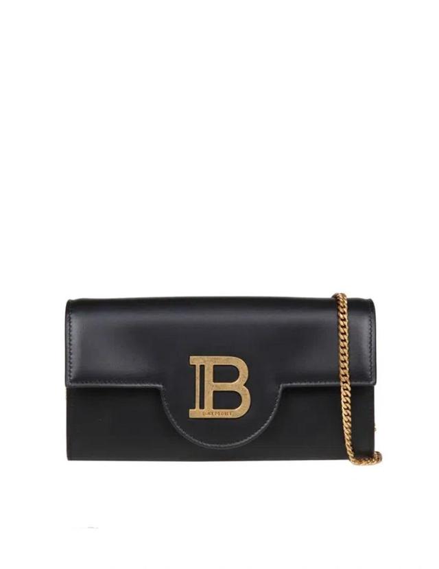 BALMAIN Logo-plaque Leather Crossbody Bag In Black Product Image