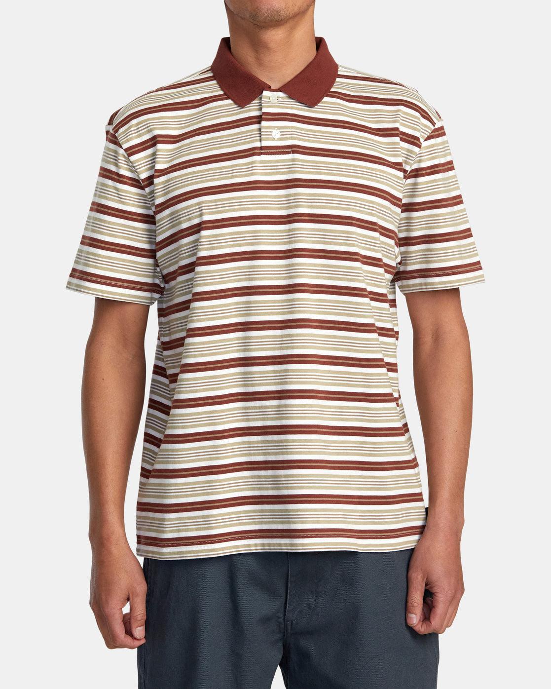 Uptown Stripe Polo Short Sleeve Polo Shirt - Antique White Product Image