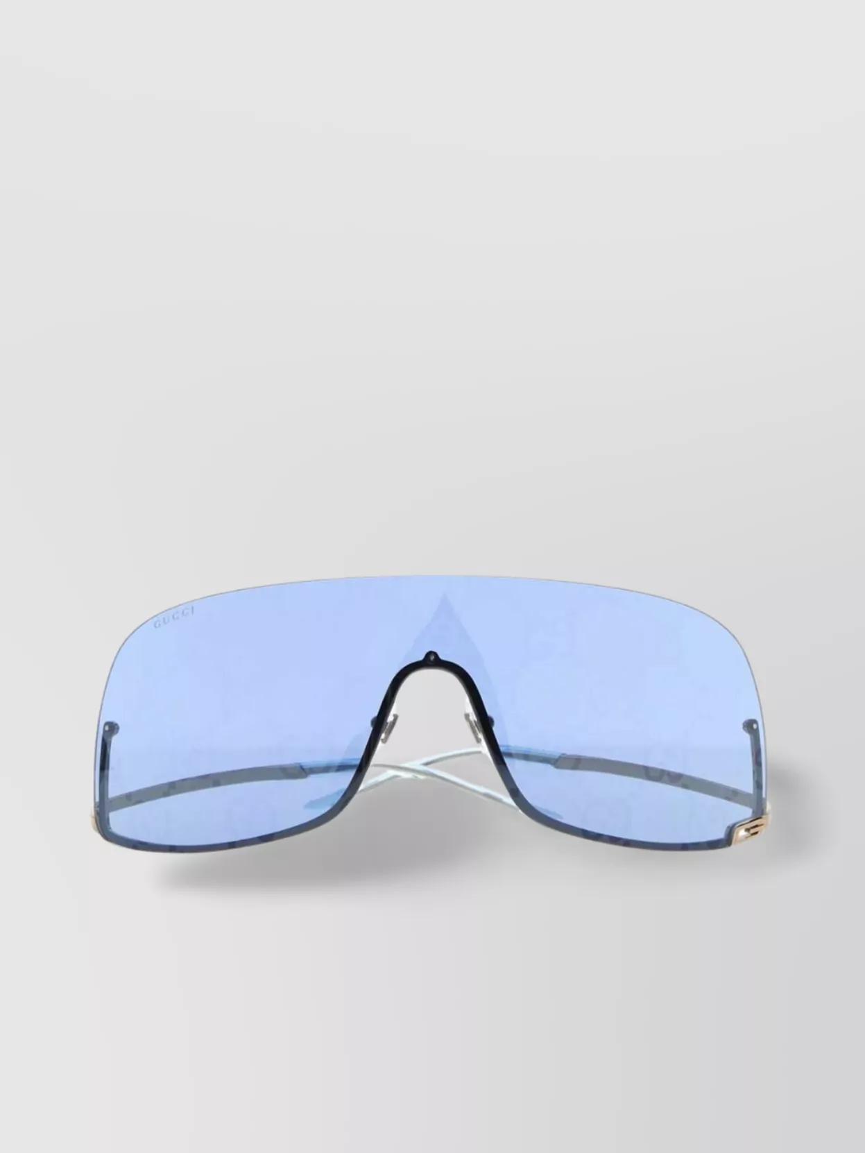 Metal Sunglasses With Curved Tips And Single Lens In Blue product image