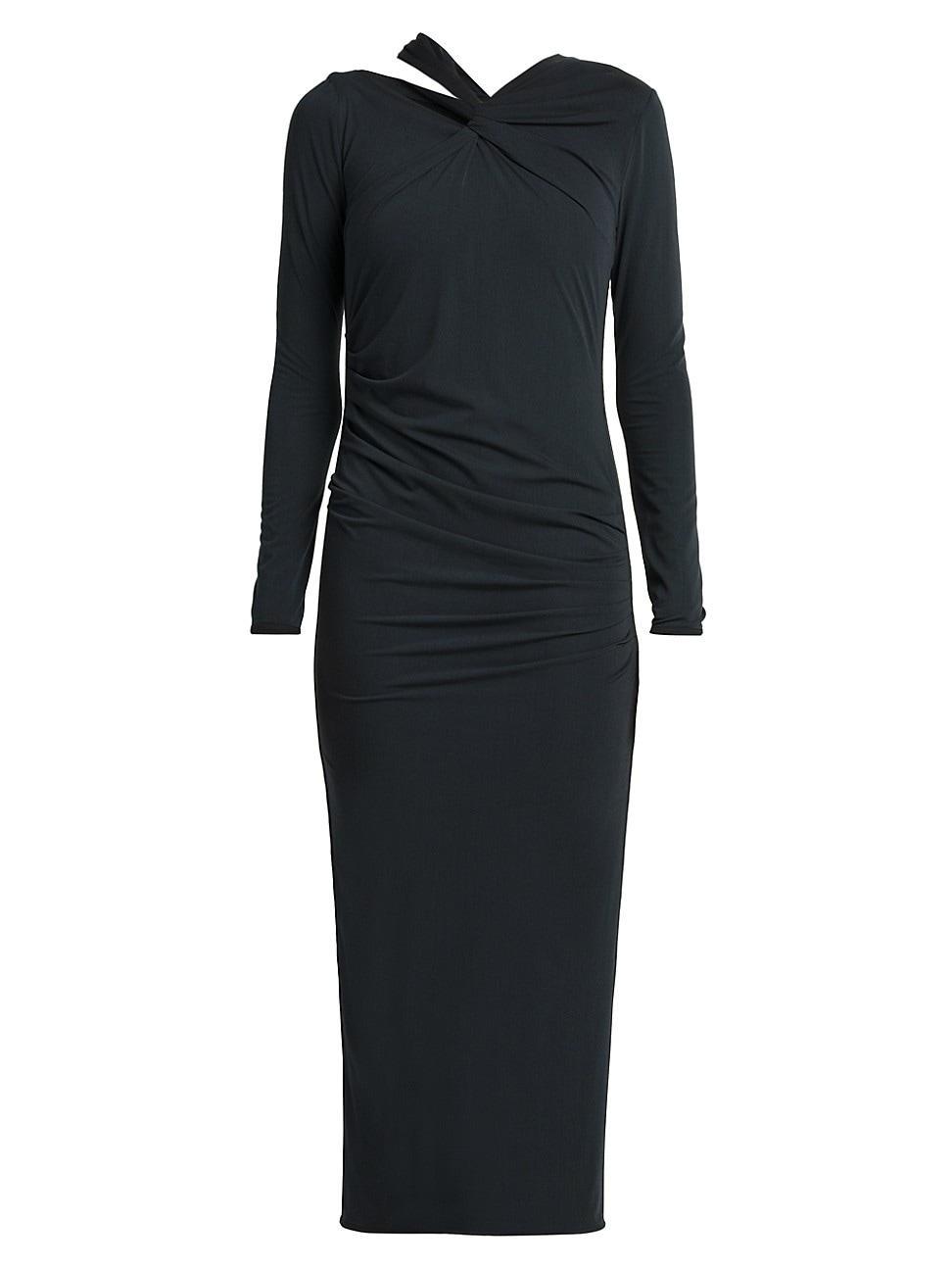 Womens Twisted Long-Sleeve Midi-Dress product image