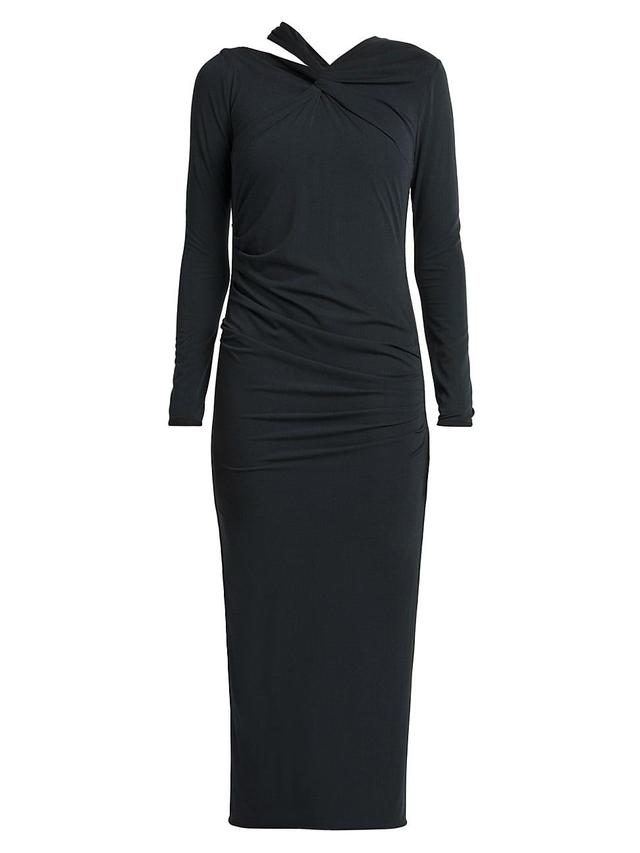 Womens Twisted Long-Sleeve Midi-Dress Product Image