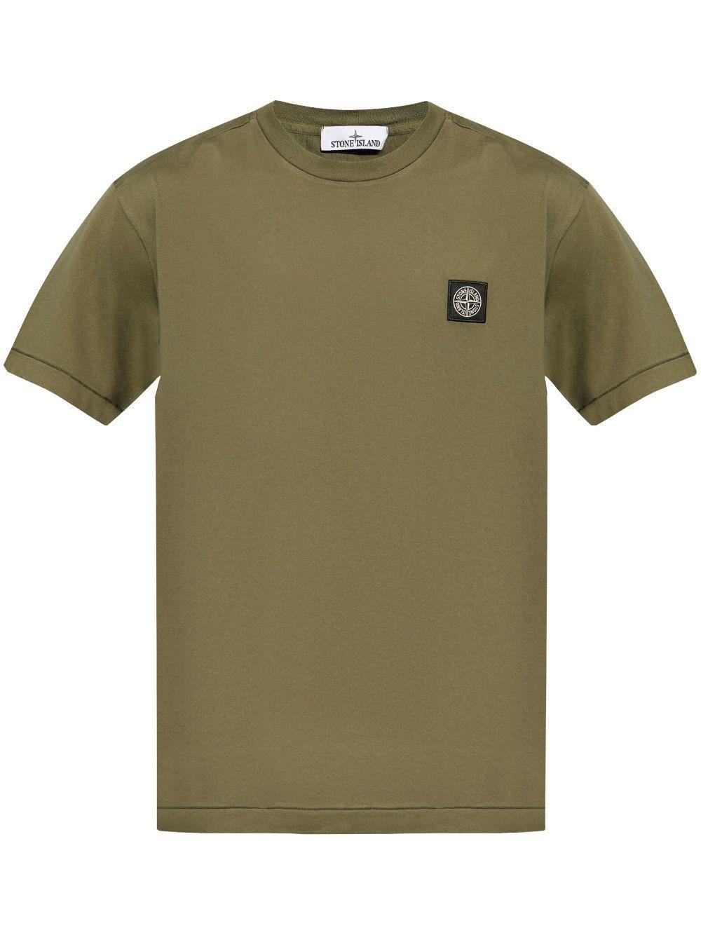 STONE ISLAND Chain Stitched Crew Neck T-shirt In Green Product Image