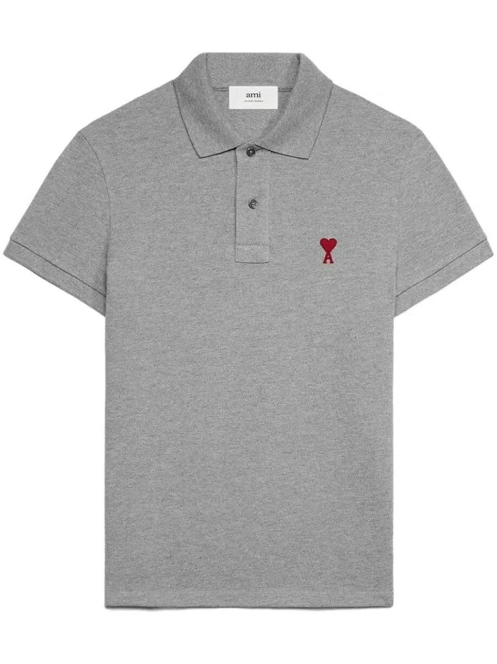 Ami De Coeur Organic Cotton Polo Shirt In Grey Product Image