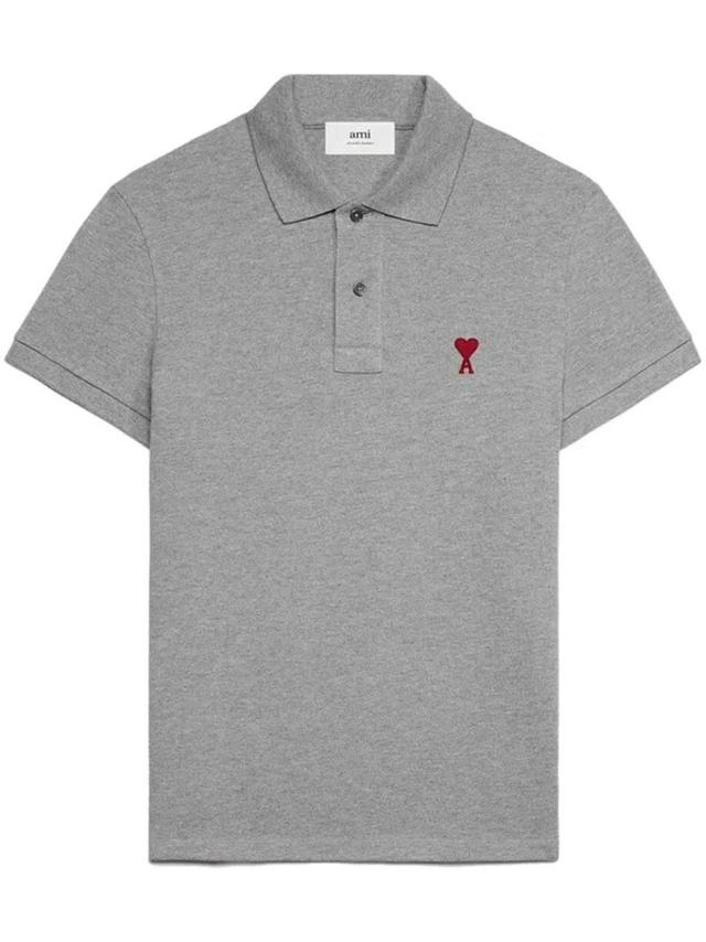 Ami De Coeur Organic Cotton Polo Shirt In Grey Product Image