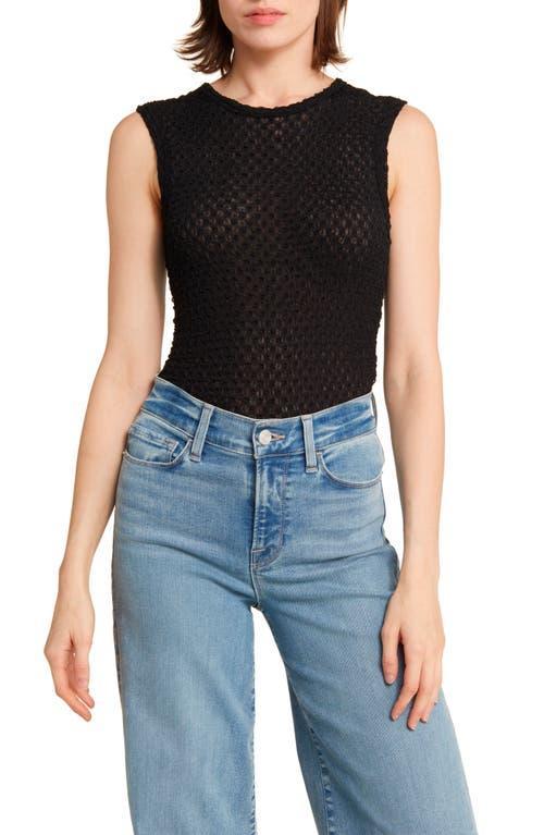 Womens Textured Mesh Sleeveless Top Product Image