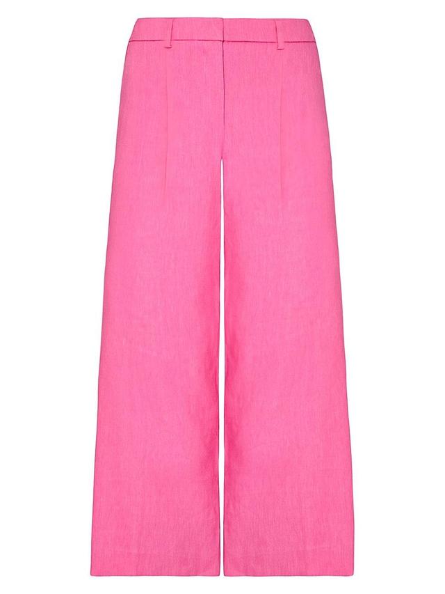 Womens Linen-Blend Wide-Leg Crop Pants Product Image