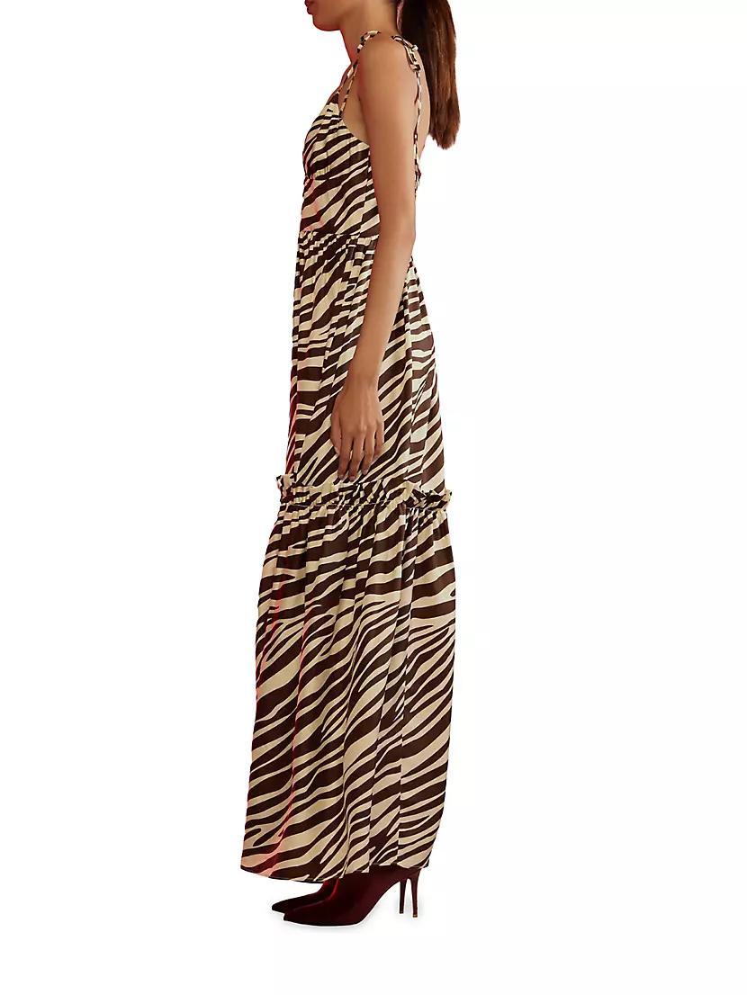 Zebra Tie-Shoudler Silk Maxi Dress Product Image