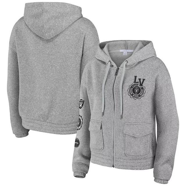 Womens WEAR by Erin Andrews Heather Gray Las Vegas Raiders Full-Zip Hoodie Product Image