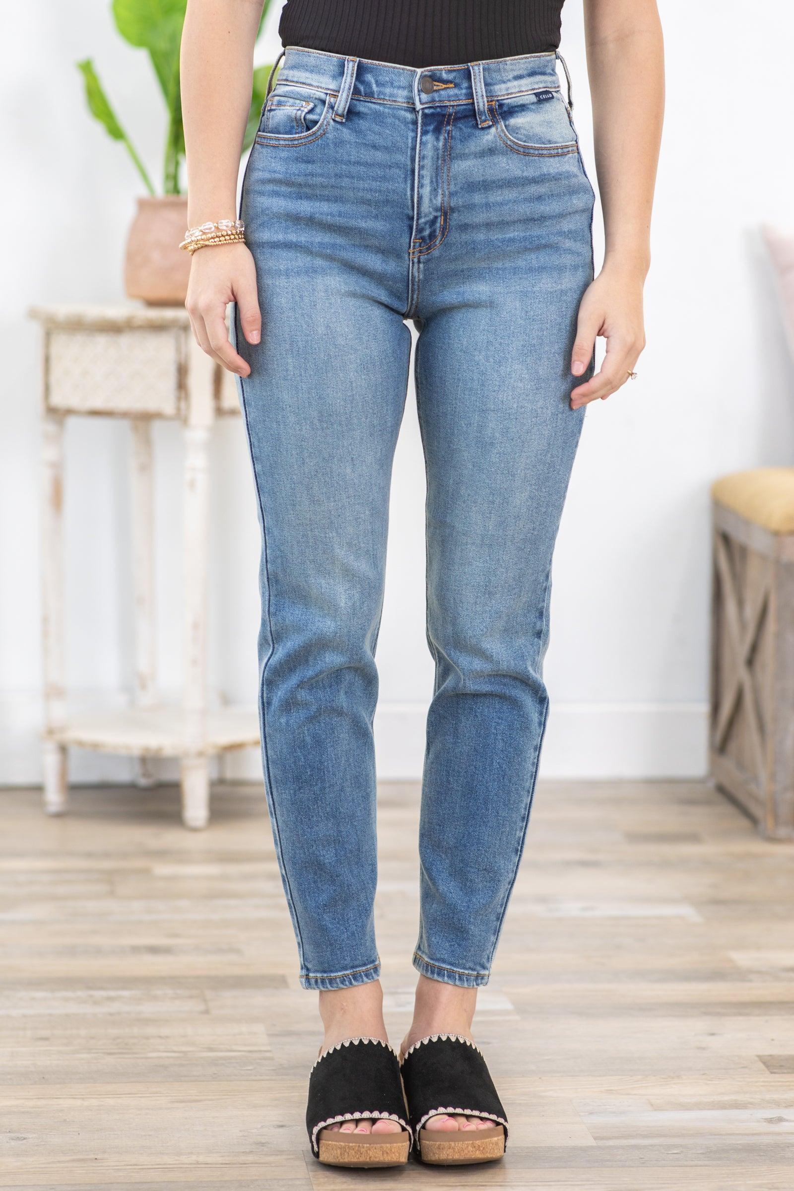 Cello Medium Wash High Rise Mom Jean Product Image