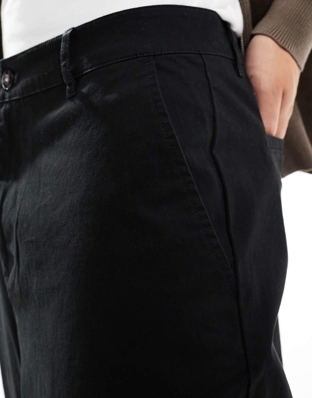 ASOS DESIGN Essential loose fit chinos in black Product Image