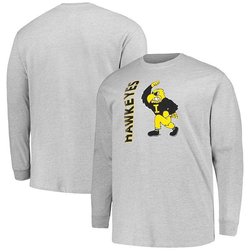 Mens Champion Heather Gray Iowa Hawkeyes Big & Tall Mascot Long Sleeve T-Shirt Product Image