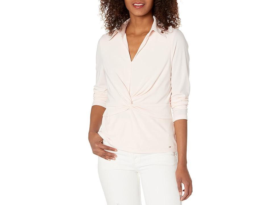 Tommy Hilfiger Long Sleeve Knot Top (Ivory) Women's Clothing Product Image