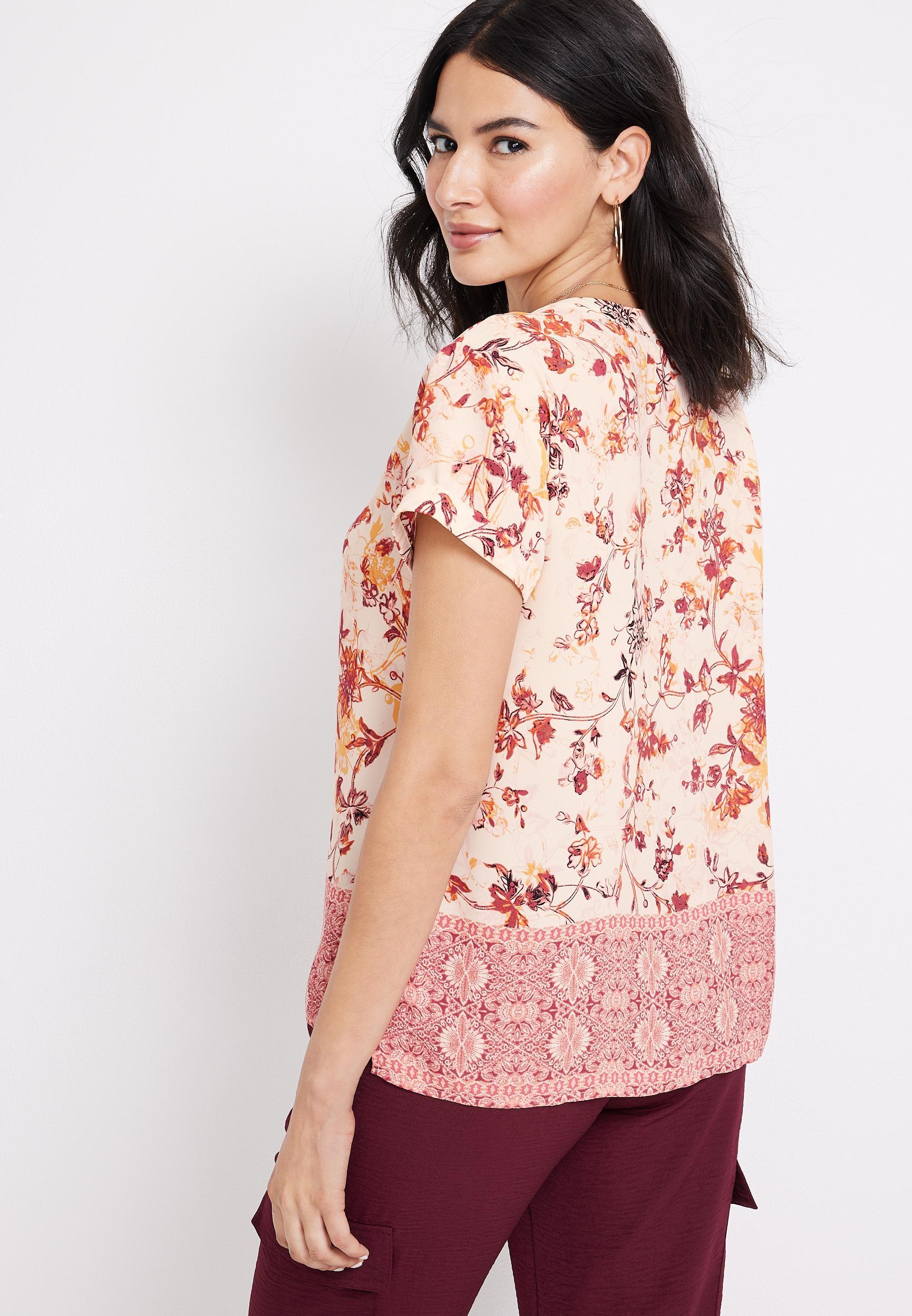 Floral V Neck Blouse Product Image