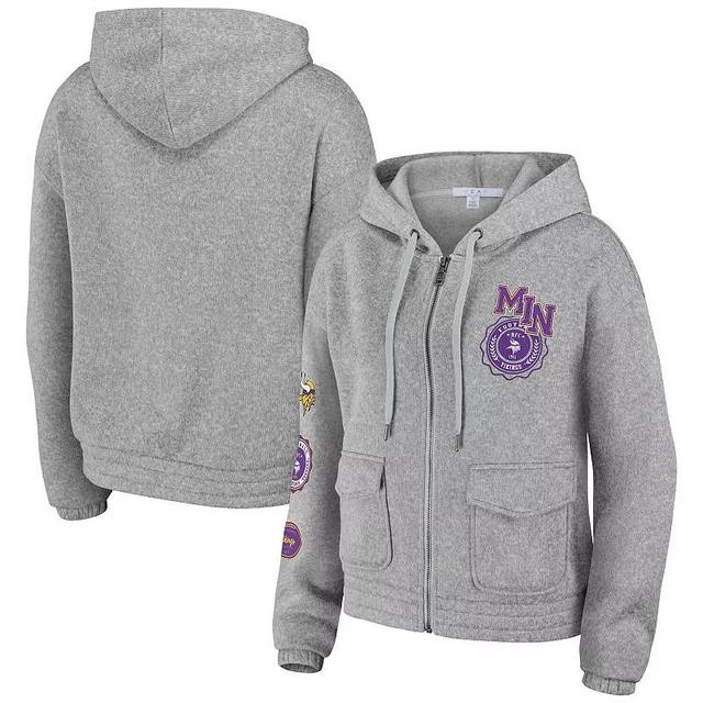 Womens Wear by Erin Andrews Heather Gray Minnesota Vikings Full-Zip Hoodie Product Image