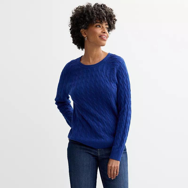 Petite Croft & Barrow The Extra Soft Cabled Crewneck Sweater, Womens Product Image