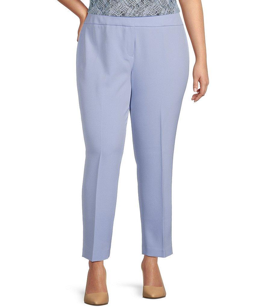 Kasper Plus Size Stretch Crepe Straight Leg Slim Pant Product Image