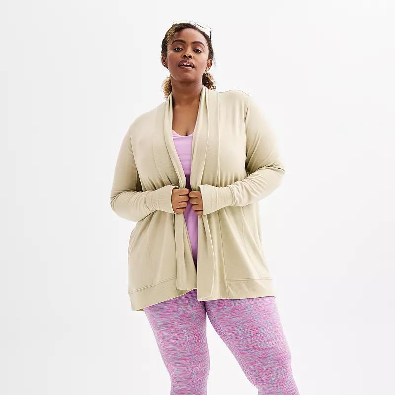 Plus Size Tek Gear French Terry Wrap Cardigan, Womens Grey Gray Product Image