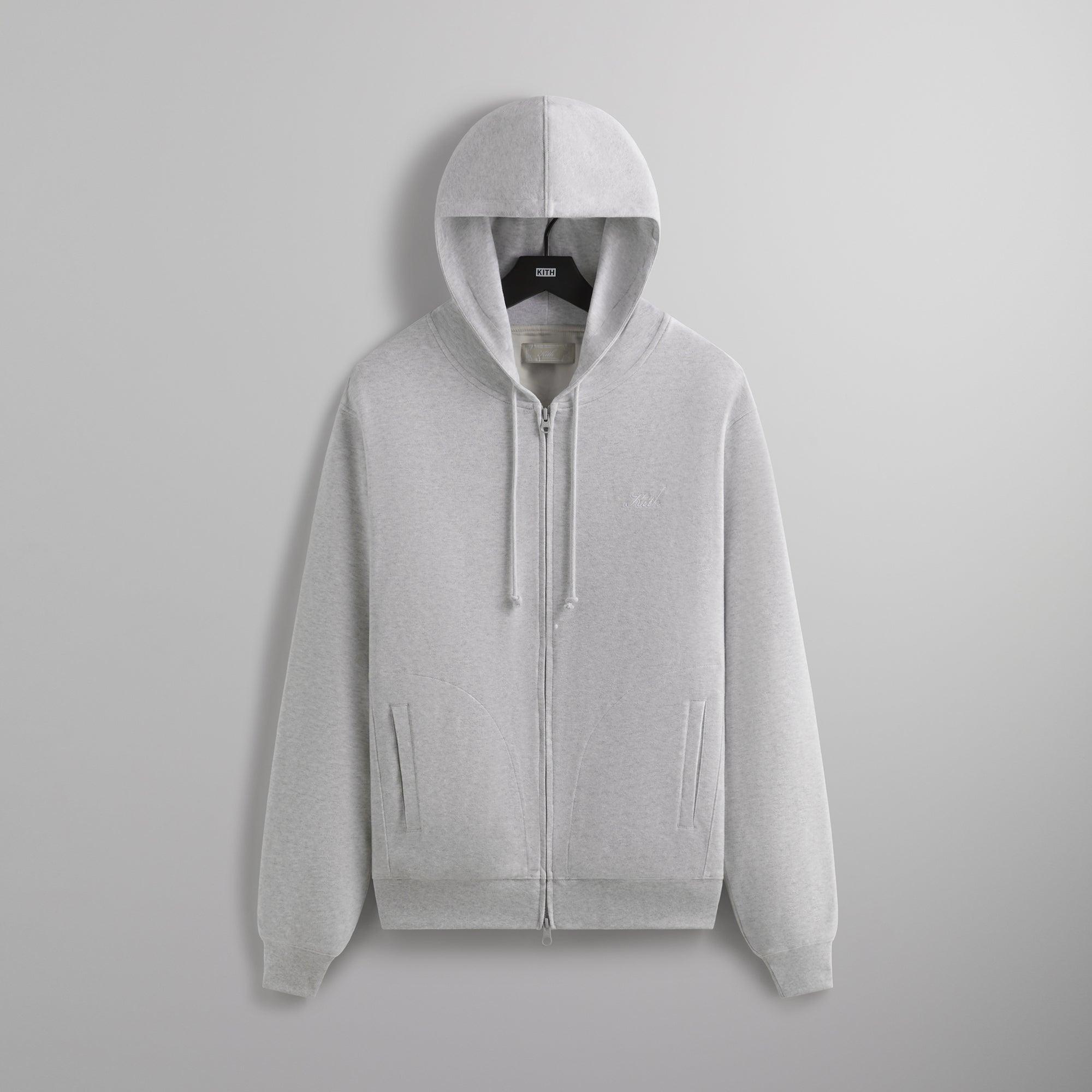 Kith Interlock Williams V Full Zip Hoodie - Light Heather Grey Male Product Image